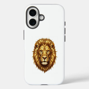 Funda iPhone 16 Cara de León Dorado Real - Diseño de Animal Salvaj