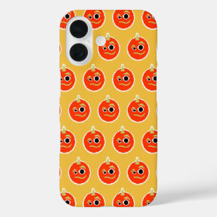 Funda iPhone 16 Cara de monstruo naranja pixelada linda 