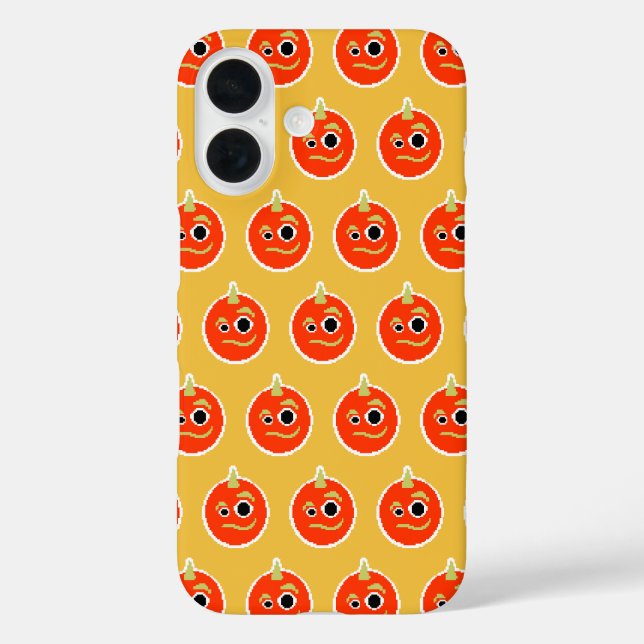 Funda iPhone 16 Cara de monstruo naranja pixelada linda  (Reverso )