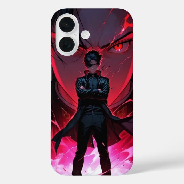 Funda iPhone 16 Carácter anime con traje (Reverso )