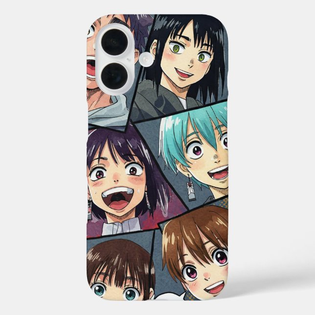 Funda iPhone 16 Caras sonrientes, manga de Natasha Us (Reverso )