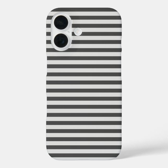 Funda iPhone 16 Carbón y Gris Rayas Horizontales Lindas (Reverso )