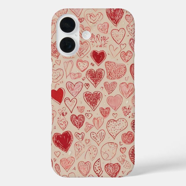 Funda iPhone 16 Cardíbulos de doodle caprichosos (Reverso )
