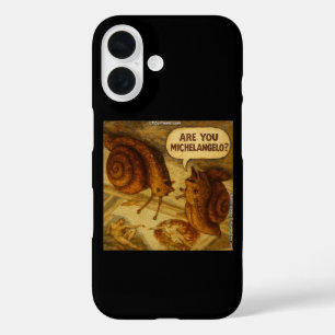 Funda iPhone 16 Caricatura Paródica de Caracol Inquisitivo y Migue