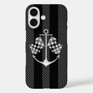 Funda iPhone 16 Carreras náutica al estilo carbono
