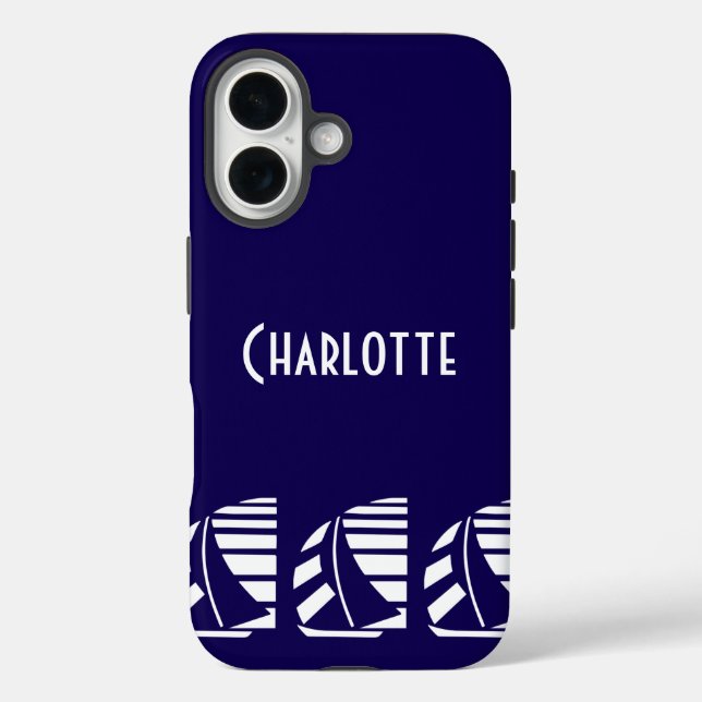 Funda iPhone 16 Carreras Náutica editable Boats Blue White (Reverso )