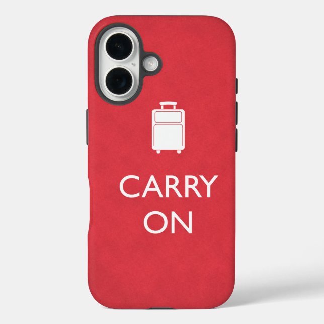 Funda iPhone 16 CARRY ON - Equipaje - Funny Red (Reverso )