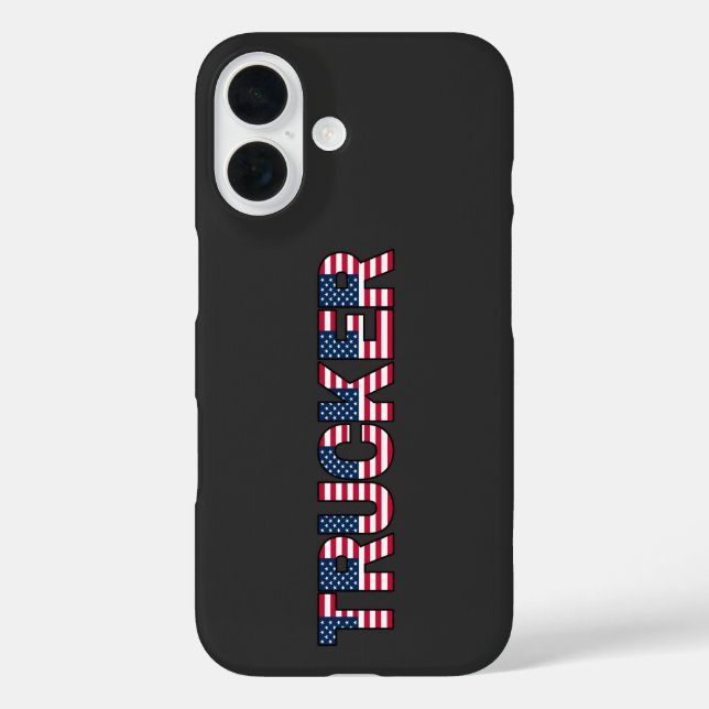 Funda iPhone 16 Cartas de camionero con la bandera estadounidense  (Reverso )