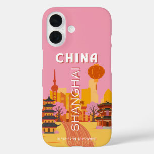 Funda iPhone 16 Cartel Antiguo de Viajes a Shanghai China