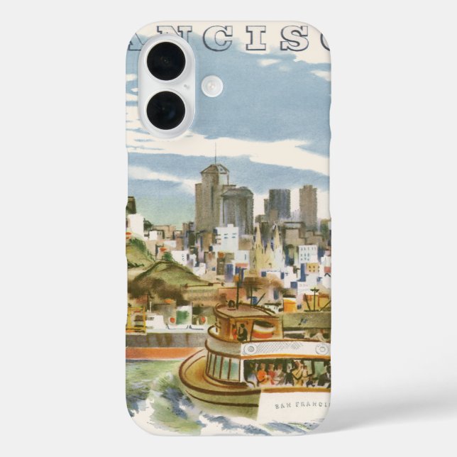 Funda iPhone 16 Cartel de viaje de la bahía de San Francisco (Reverso )