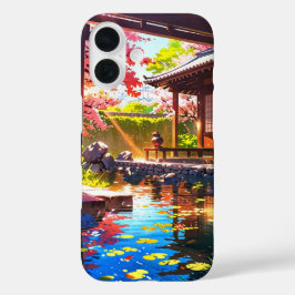 Funda iPhone 16 Casa de té en el jardín - Relajante Primavera anim