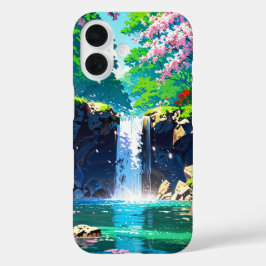 Funda iPhone 16 Cascada de primavera - Paisaje animado