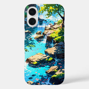 Funda iPhone 16 Cascada en el bosque de primavera