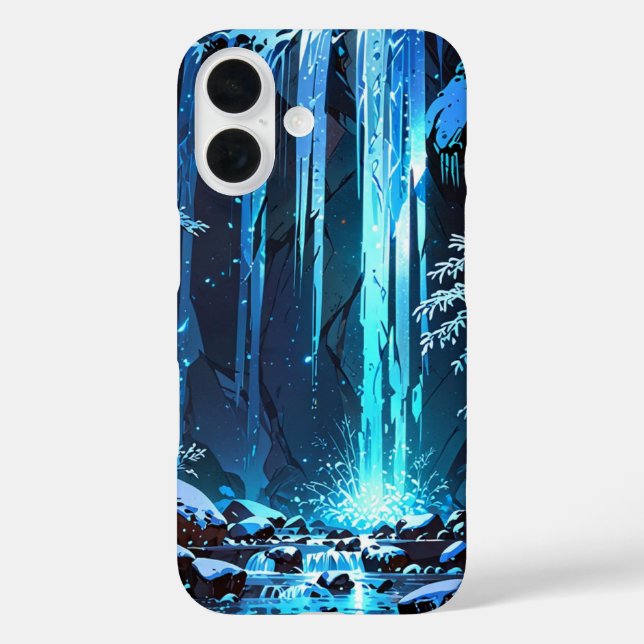 Funda iPhone 16 Cascada helada de invierno (Reverso )
