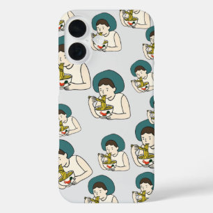 Funda iPhone 16 Caso caricatura come fideos de pollo Noodle 