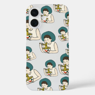 Funda iPhone 16 Caso caricatura come fideos de pollo Noodle 