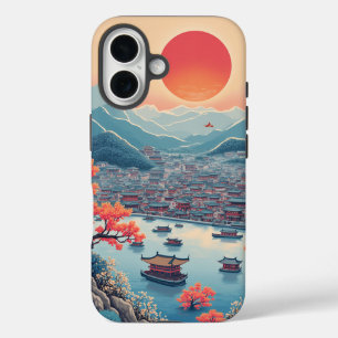 Funda iPhone 16 caso de teléfono tradicional de pintura de paisaje