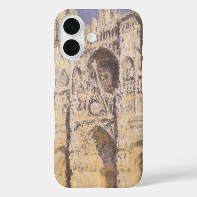 Funda iPhone 16 Catedral de Rouen, Armonía Azul Dorado de Claude M (Reverso )