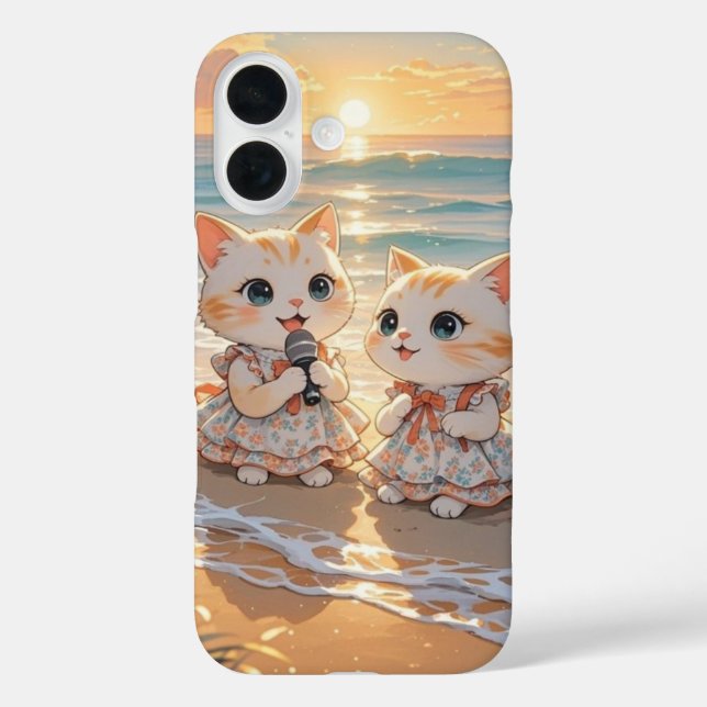 Funda iPhone 16 Cats de canto lindo en el estuche para iPhone Suns (Reverso )