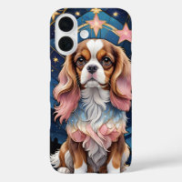 Cavalier King Charles Staines Glass Pink Stars