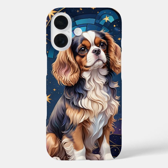 Funda iPhone 16 Cavalier King Charles StainGlass Night Sky Star (Reverso )