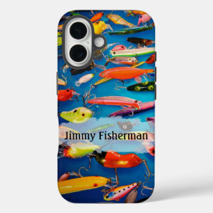 Funda iPhone 16 Cebos de Pesca Coloridos - Personalizar nombre