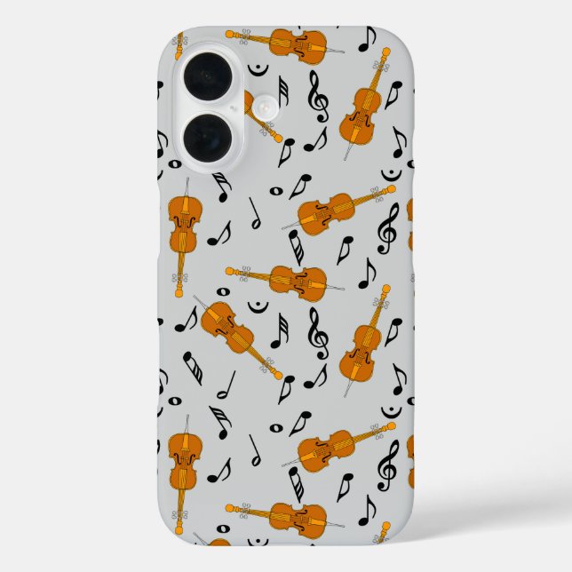 Funda iPhone 16 Cellos y Black Music Notes (Reverso )