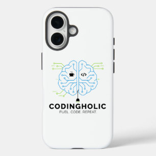 Funda iPhone 16 Cerebro de Tecnología Limpia para Programadores y 