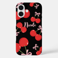Cerezas Rojas con Lazo Rosa Coquette Estilo Cottag