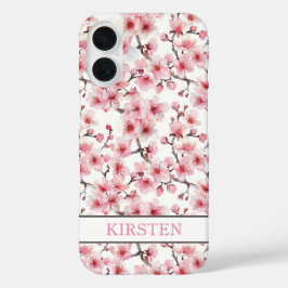 Funda iPhone 16 Cerezos Flor de Cerezo Patrón Monogramado