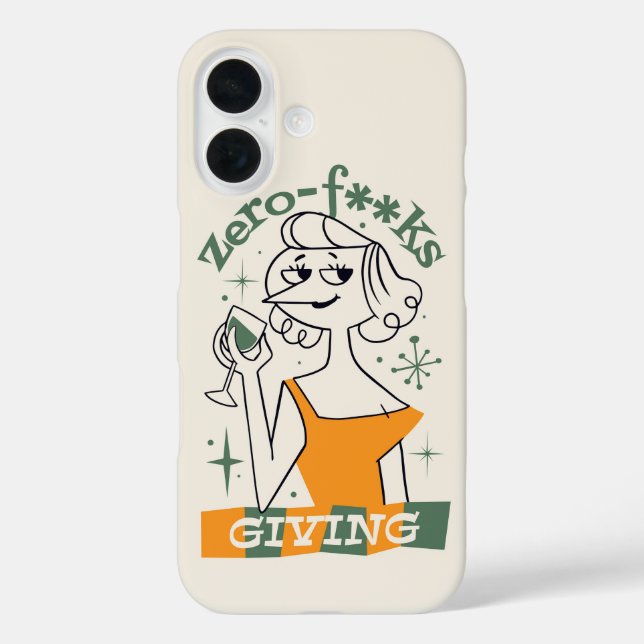 Funda iPhone 16 Cero F*cks Giving - Dama de Vino Retro Sassy (Reverso )
