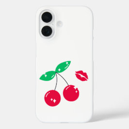 Funda iPhone 16 cherry kiss brillo