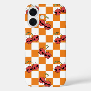 Funda iPhone 16 Cherry Skull Checkerboard - Vibes de Gótico cutáne