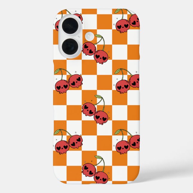 Funda iPhone 16 Cherry Skull Checkerboard - Vibes de Gótico cutáne (Reverso )