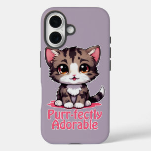 Funda iPhone 16 Chibi Purr-fectamente adorable Kawaii Kitten en ro