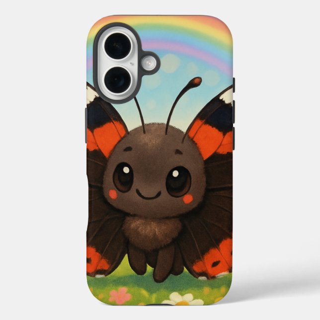Funda iPhone 16 Chibi Red Admiral Butterfly (Reverso )
