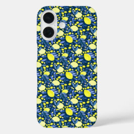 Funda iPhone 16 Chic Mediterráneo Rústico Limones Hoja Azul