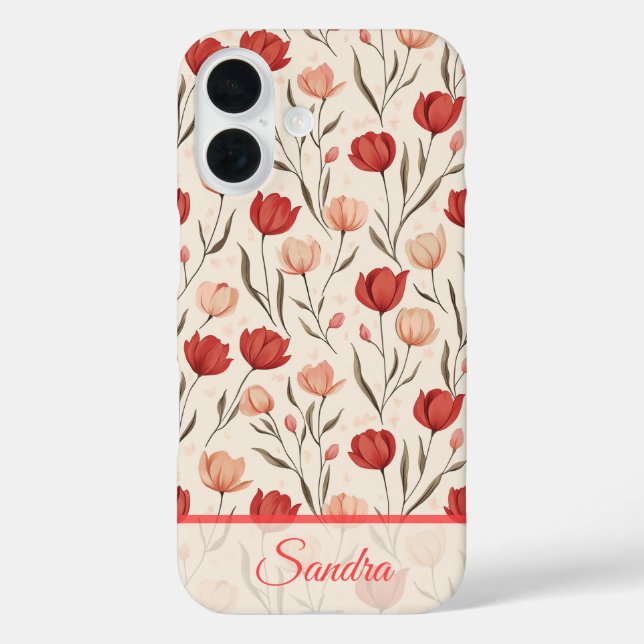 Funda iPhone 16 Chic Mothers Day Gift Tulip Floral Custom (Reverso )
