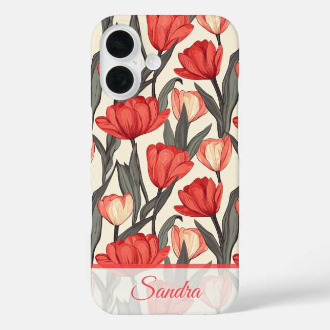 Funda iPhone 16 Chic Thank You Gift Tulip Name (Reverso )