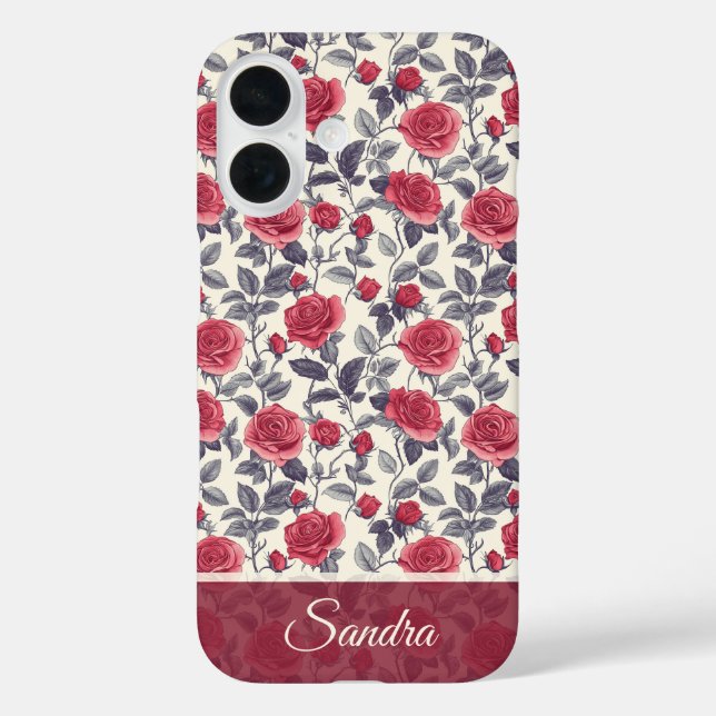 Funda iPhone 16 Chic Wedding Gift Rose Name (Reverso )