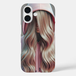 Funda iPhone 16 Chica adolescente escondiéndose detrás del pelo ru