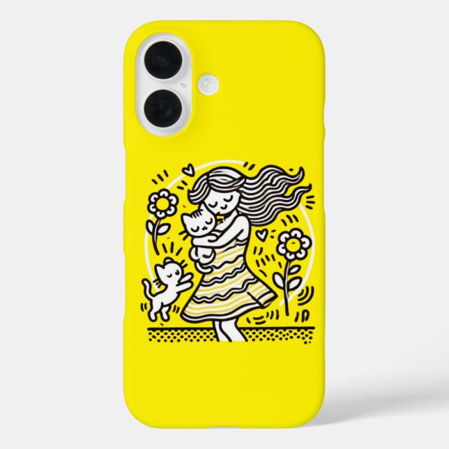Funda iPhone 16 Chica Caprichosa con Gatito (Reverso )