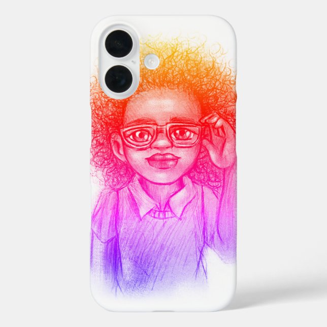 Funda iPhone 16 Chica con gafas, estuche para iPhone (Reverso )