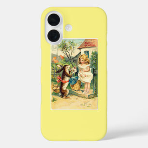 Funda iPhone 16 Chica de Fiesta & Conejo Vintage de Pascua -