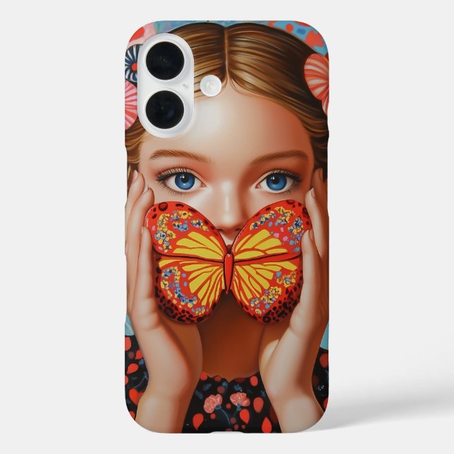 Funda iPhone 16 Chica de mariposa retrato en un país de maravilla  (Reverso )