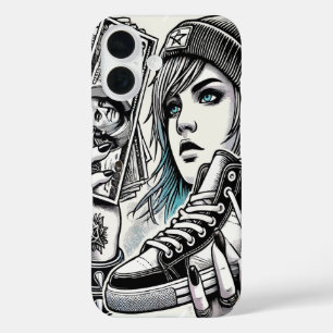 Funda iPhone 16 Chica de Punk elegante