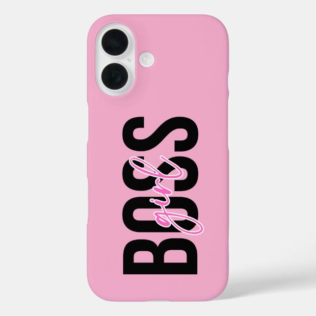 Funda iPhone 16 Chica Jefe negro rosado (Reverso )