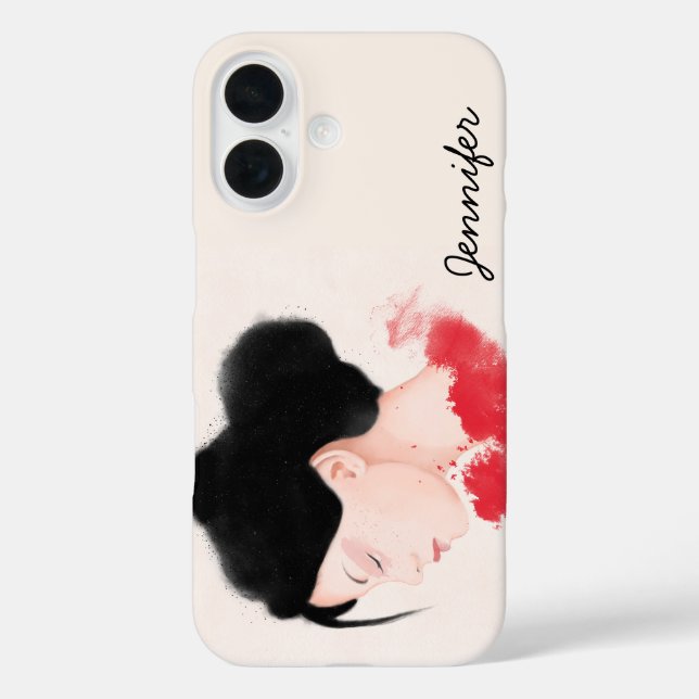 Funda iPhone 16 Chica personalizado en rojo (Reverso )