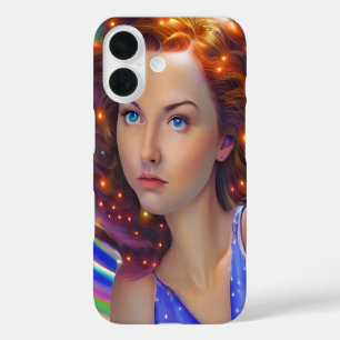 Funda iPhone 16 Chica soñado con luces arcoiris