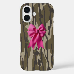 Funda iPhone 16 Chicas Camo Cinta Rosa Bow Bottomland Camo